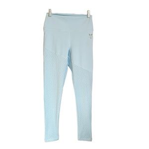 WULF Laser Cut Light Blue Mid-Rise Full Lenght Active Leggings size M